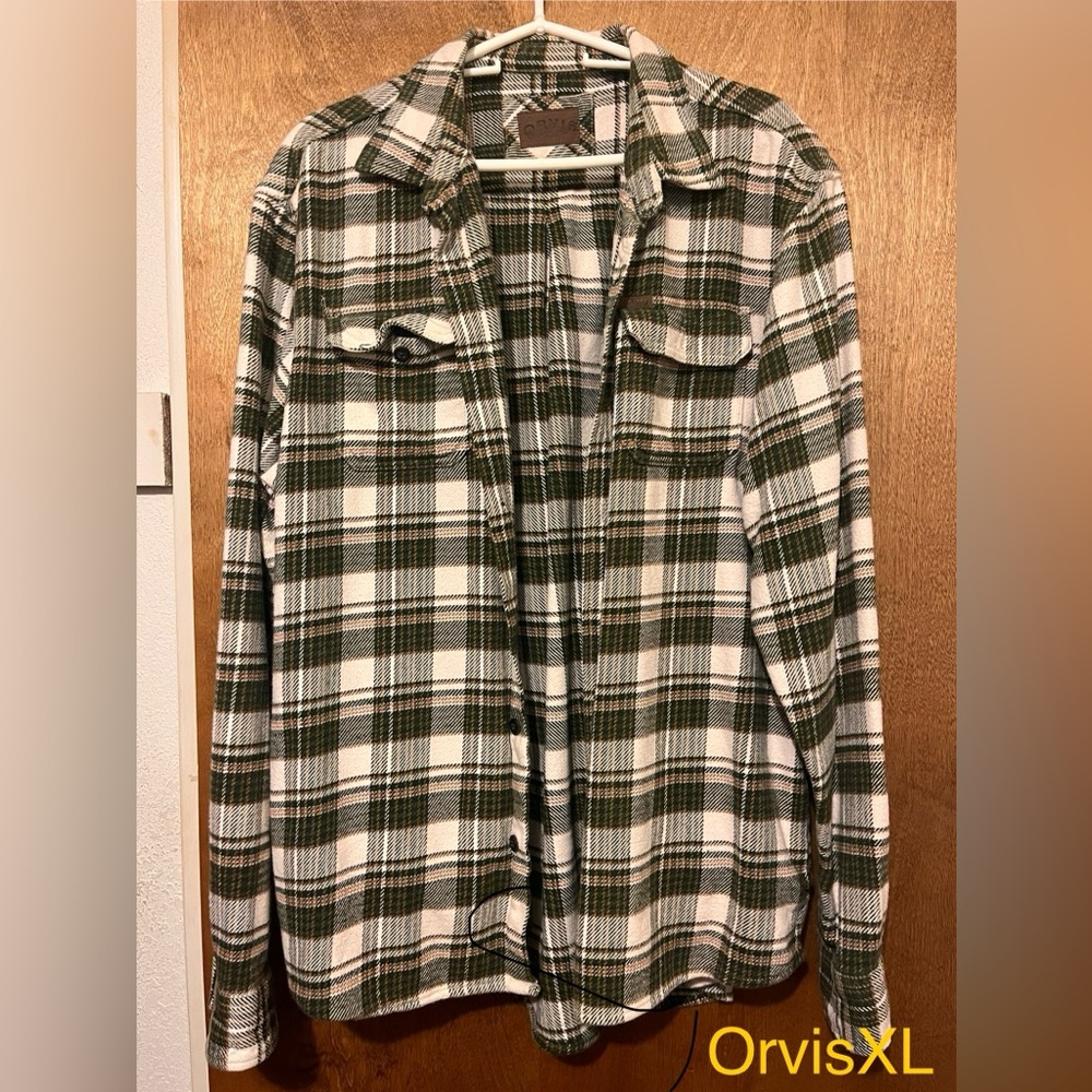 Orvis Forest Green and Cream Checkered Shirt